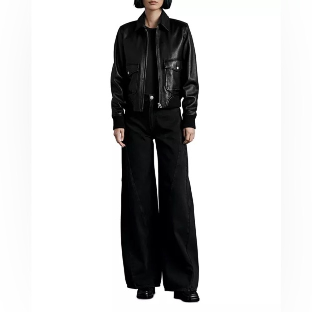 rag & bone Black High-Rise Wide Leg Jeans